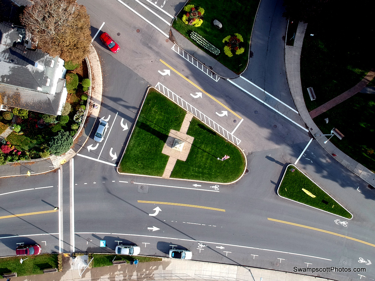 Swampscott Monument Square, view from above